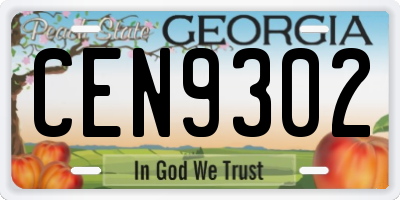 GA license plate CEN9302