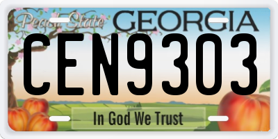 GA license plate CEN9303