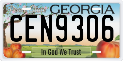 GA license plate CEN9306