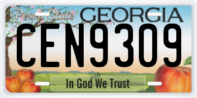 GA license plate CEN9309