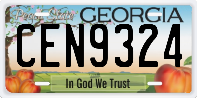 GA license plate CEN9324