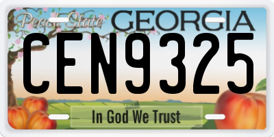 GA license plate CEN9325