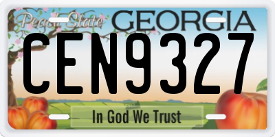 GA license plate CEN9327