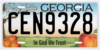 GA license plate CEN9328