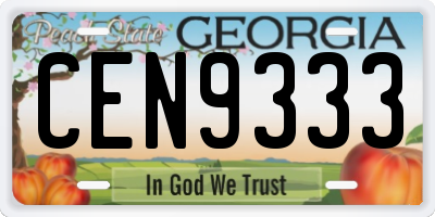 GA license plate CEN9333