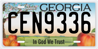 GA license plate CEN9336