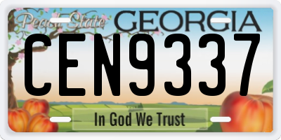 GA license plate CEN9337