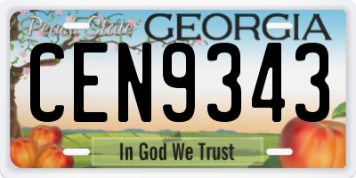 GA license plate CEN9343