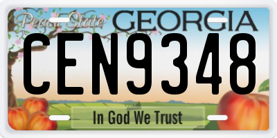 GA license plate CEN9348