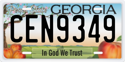 GA license plate CEN9349