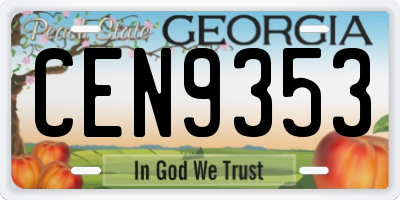 GA license plate CEN9353