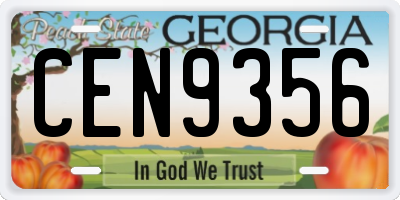 GA license plate CEN9356