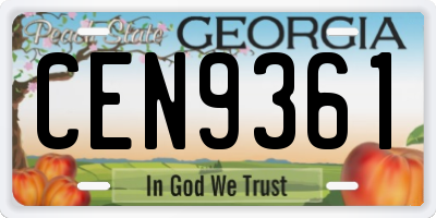 GA license plate CEN9361