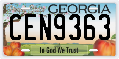 GA license plate CEN9363