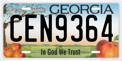 GA license plate CEN9364