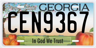 GA license plate CEN9367