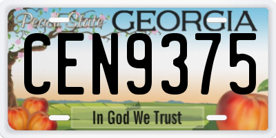 GA license plate CEN9375