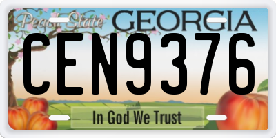 GA license plate CEN9376