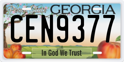 GA license plate CEN9377