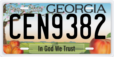 GA license plate CEN9382