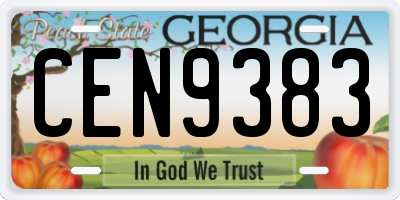 GA license plate CEN9383