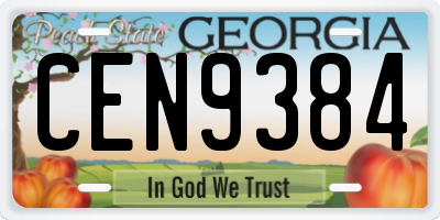 GA license plate CEN9384