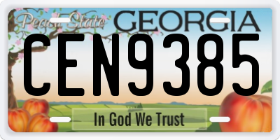 GA license plate CEN9385