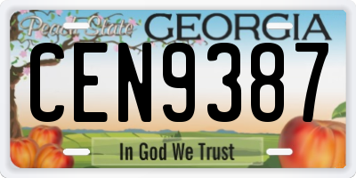 GA license plate CEN9387