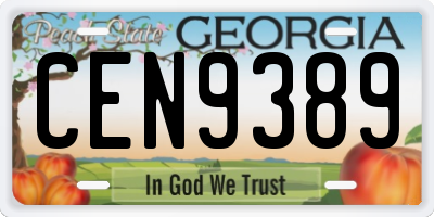 GA license plate CEN9389