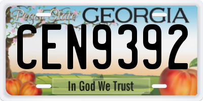 GA license plate CEN9392