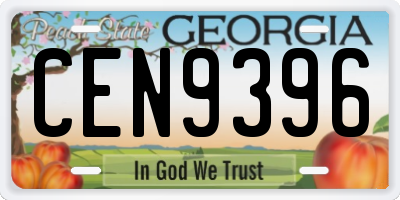 GA license plate CEN9396