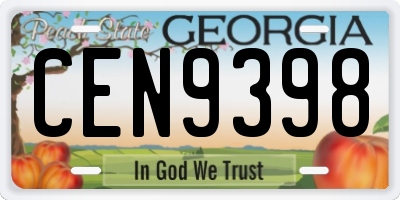 GA license plate CEN9398