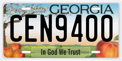 GA license plate CEN9400