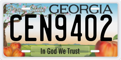 GA license plate CEN9402