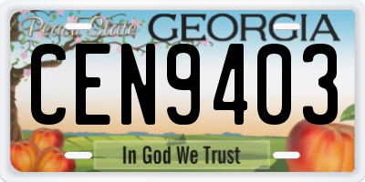 GA license plate CEN9403