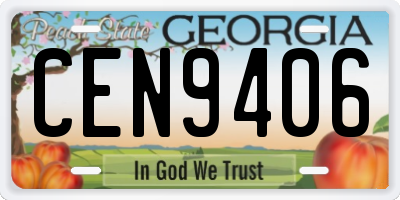 GA license plate CEN9406