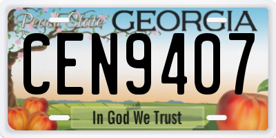 GA license plate CEN9407