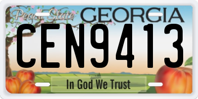 GA license plate CEN9413