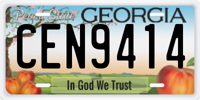 GA license plate CEN9414
