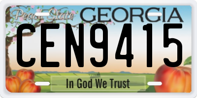 GA license plate CEN9415
