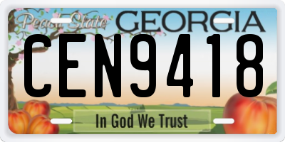 GA license plate CEN9418