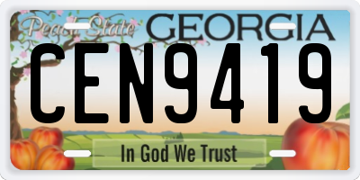 GA license plate CEN9419