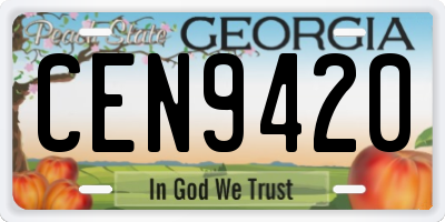 GA license plate CEN9420