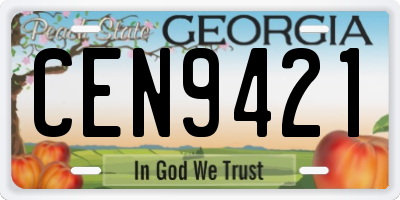 GA license plate CEN9421