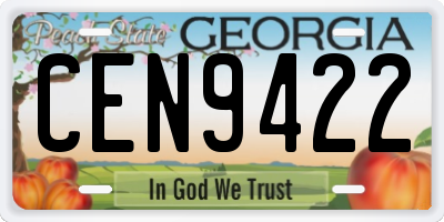 GA license plate CEN9422