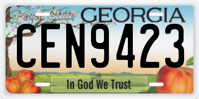 GA license plate CEN9423