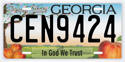 GA license plate CEN9424