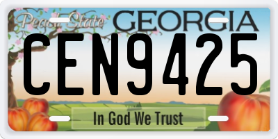 GA license plate CEN9425