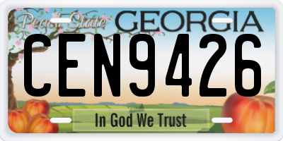GA license plate CEN9426