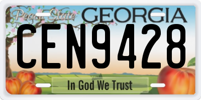 GA license plate CEN9428